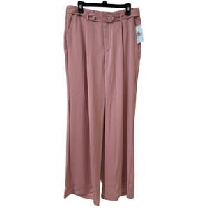 NWT Blue Sol Women's Satin Glitz Button Flare Size 14 Pants Dusty Pink